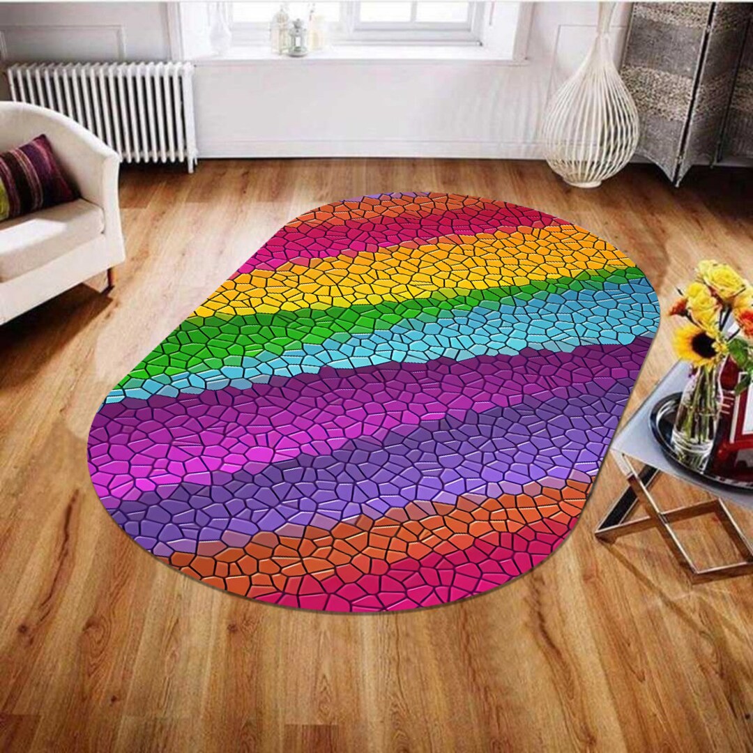 Oval Rug, Colorful Rug, Geometric Patterned, Abstract Rug, Custom Rug ...