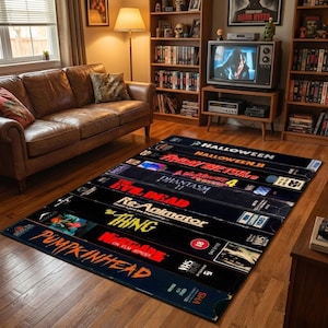 Retro Movies, VHS Films, Horror, Modern Rug, Colorful Rug, Art Rug, Movie Rug, Home Decor Rug, Non slip Rug, Carpet, Popular Rug, Area Rug