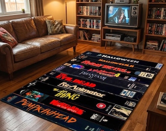 Retro Movies, VHS Films, Horror, Modern Rug, Colorful Rug, Art Rug, Movie Rug, Home Decor Rug, Non slip Rug, Carpet, Popular Rug, Area Rug