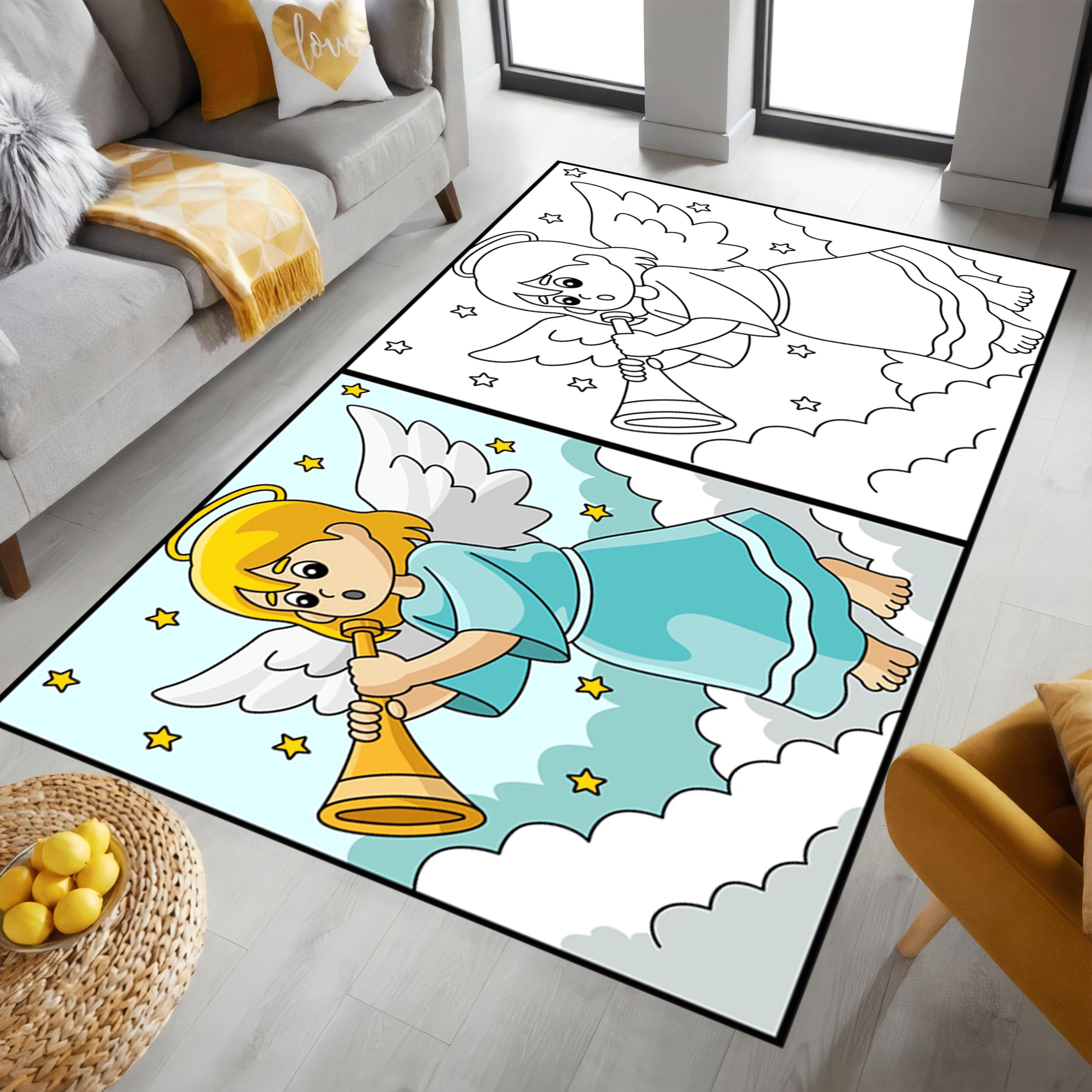 Printable Coloring Rug Kids Coloring Rug,customizable Play Rug,colorable Rug for Kids ...