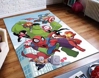スパイダーマンラグ、ソーラグ、アイアンマンラグ、子供部屋ラグ、子供