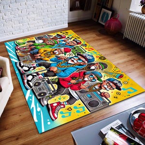 Rapper Teppich,Musikteppich,Hiphop Teppich,Legenden Teppich,Musik Dekor,Musikzimmer Teppich,Rap Stars Collage Teppich,Super Teppich,Geschenk für Ihn