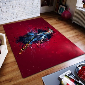 Captain America Rug, Hero Rug,Kids Room Rug, Home Decor Rug, Chield Rug, Non slip Rug Carpet, Gift For Him, Popular Rug, Area Rug,Custom Rug