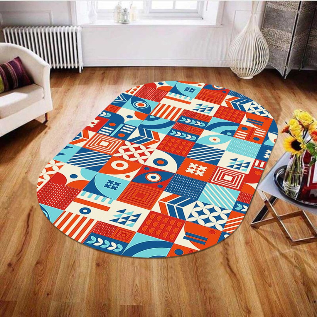 Contemporary Oval Rugs Oval Rug, Traditional and Modern, Ethnic,classic Pattern,geometric ...