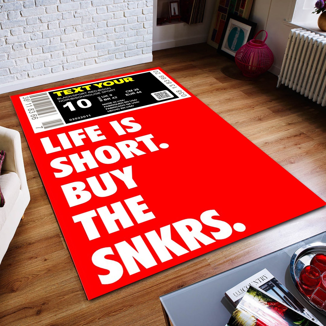 Custom Sneaker Rug, Red, Custom Label, Sneakerhead, Hypebeast ...