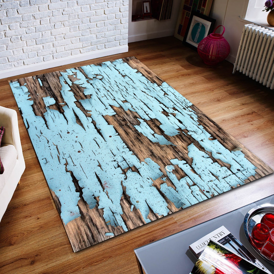 Painted Look Rug Painted Wooden Rug, Wooden Rug, Painted Rug, Abstract Rug, Custom Rug ...
