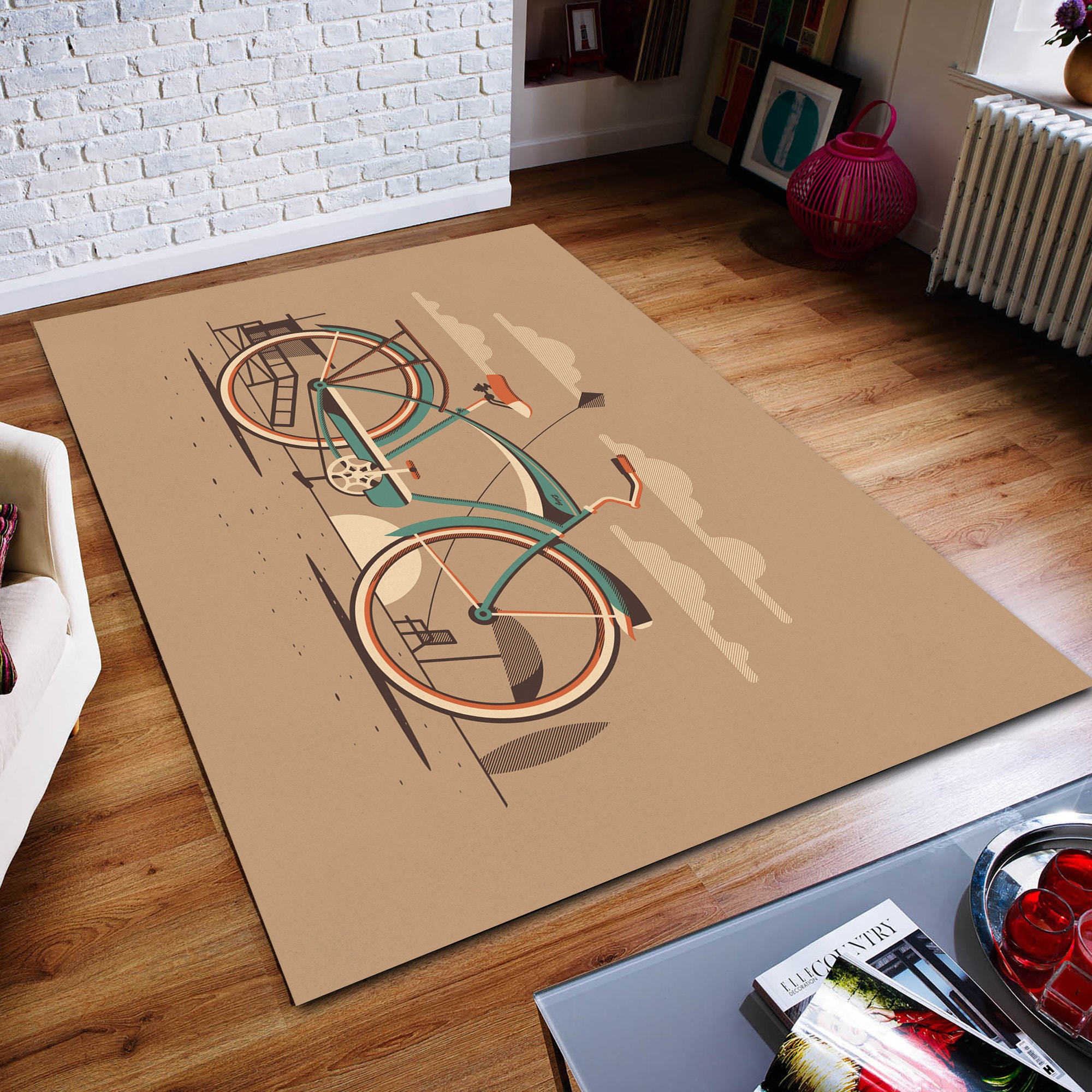 Bicycle Rug, Modern Rug, Colorful Rug,art Rug, Home Decor Rug, Non Slip ...