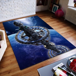 Spaceship Rug, Space Rug, Planet Rug, Popular Rug, Art Rug, Area Rug, Colorful Rug, Gift For Him, Home Decor Rug, Non slip Rug, Modern Rug,