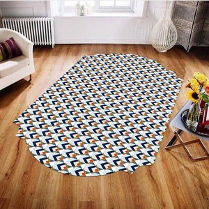 Colorful Rug,Grey,Geometric Patterned,Special Shaped Rug, Themed Rug, Custom Rug, Home Decor Rug, Modern Rug, Non-Slip Rug, Popular Kids Rug