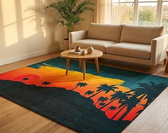 Sunset Rug, Colorful Rug,Nature Rug, Home Decor Rug, Modern Rug, Non slip Rug, Carpet, Gift For Him, Popular Rug, Area Rug, Custom Rug