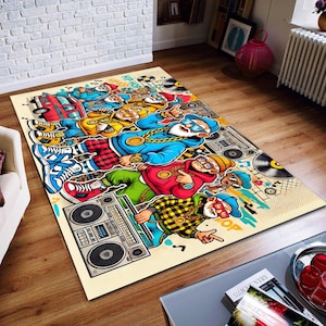 Rapper Teppich,Musikteppich,Hiphop Teppich,Legenden Teppich,Musik Dekor,Musikzimmer Teppich,Rap Stars Collage Teppich,Super Teppich,Geschenk für Ihn