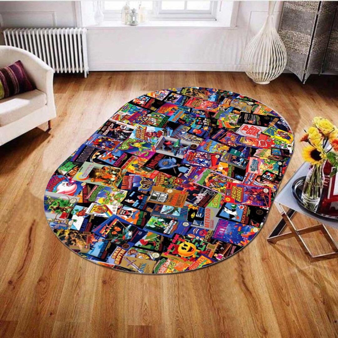 Reference Game Store Rug Oval, Nostalgic Best, Retro Games, Modern Rug, Colorful Rug, Art Rug ...