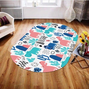 Oval Rug, Nature Rug, Hippopotamus, Wildlife, Documentary Rug, Kids Room, Custom Rug, Home Decor Rug,Modern Rug, Non-Slip Rug,Area Rug