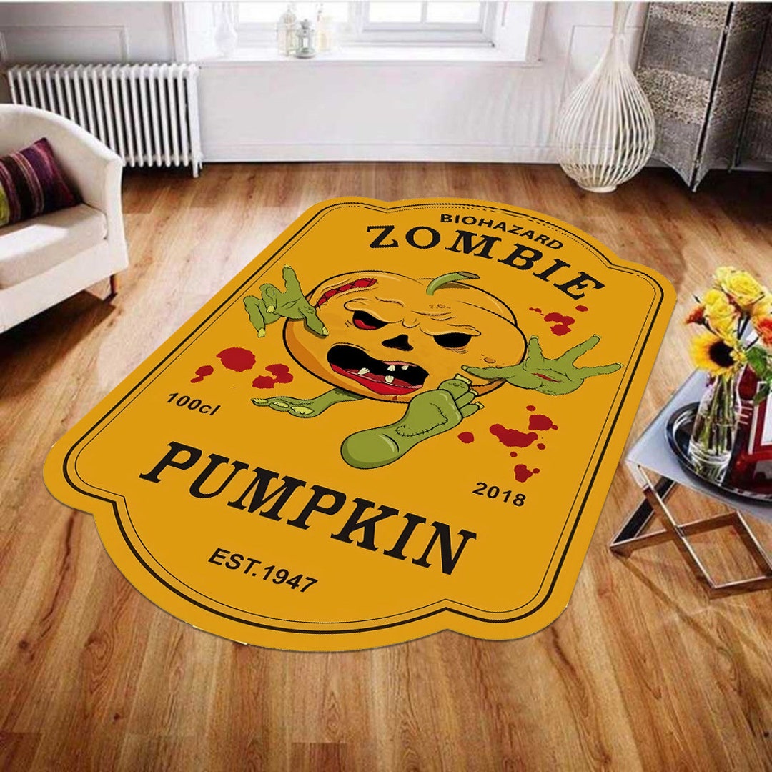 Oval Rug, Special Shaped Rug, Zombie Pumpkin Rug, Custom Rug, Home ...