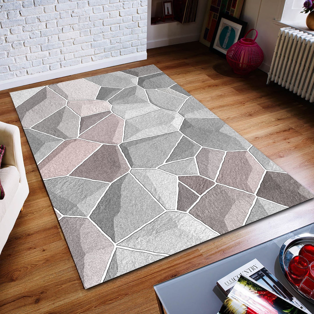 Stone Rug Design Stone Pattern Mosaic Rug, Mosaic Rug, Abstract Rug, Custom Rug, Home ...