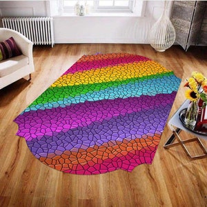 Colorful Rug, Geometric Patterned, Special Shaped Rug, Themed Rug, Custom Rug, Home Decor Rug, Modern Rug, Non-Slip Rug, Popular Kids Rug