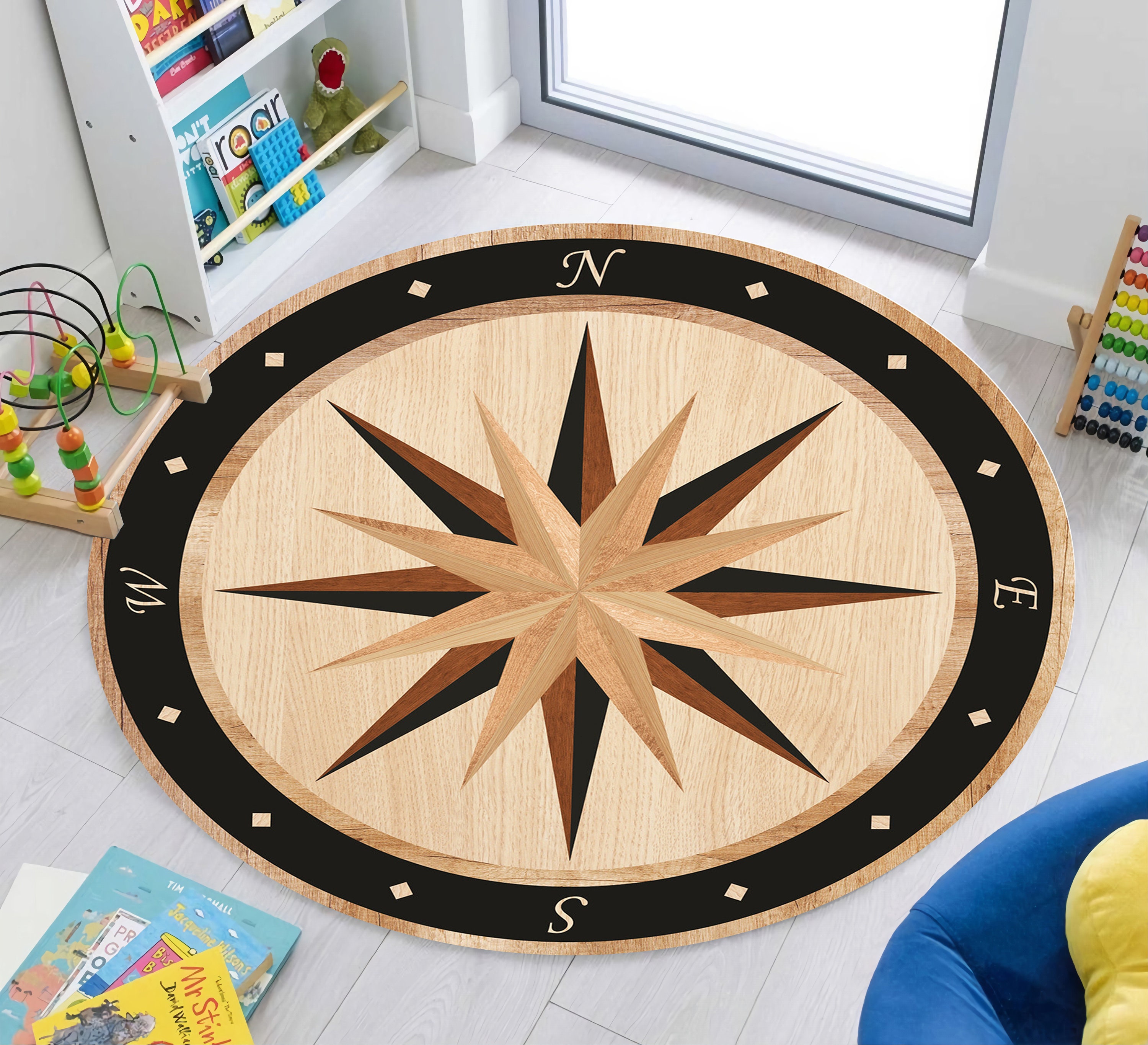 Small Retangle Compass Rug Compass Rug, North, South, West, East, Abstract Rug, Custom Rug, Home ...