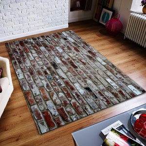 Alfombra de ladrillos, alfombra de pared de ladrillos, alfombra con estampado de ladrillos, alfombra abstracta, alfombra personalizada, alfombra decorativa, alfombra moderna, alfombra antideslizante, alfombra popular, alfombra de área