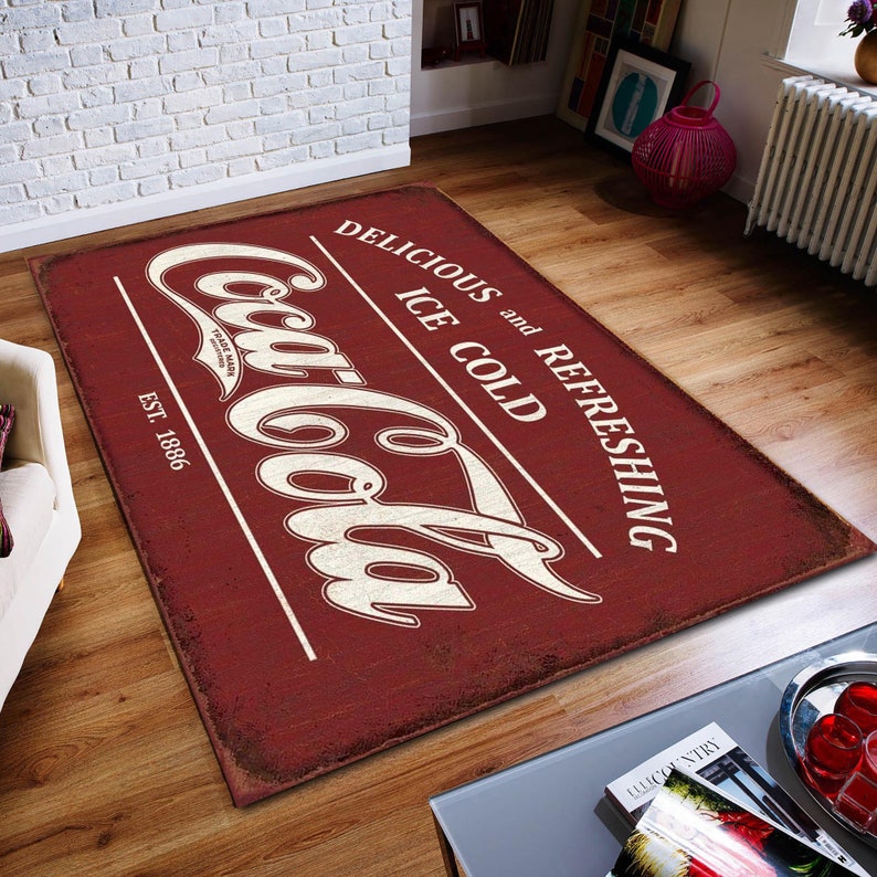 Coca Cola Rugabstract Rug Coca Coca Retro Custom Rugcoca Etsy