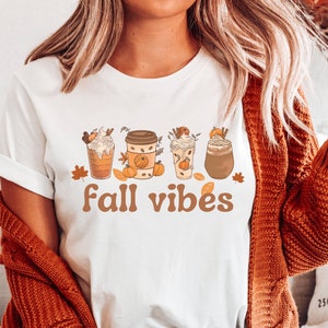 Fall vibes tee, fall coffee shirt, fall t-shirt, coffee tshirt, coffee lover shirt, pumpkin spice shirt, gift for fall, thanksgiving tee