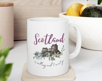 Scotland is Calling Ceramic Mug 11oz, Scottish gift, Scottish cover lover gift, coffee lovers gift, Scotland gift, Scotland coffee mug