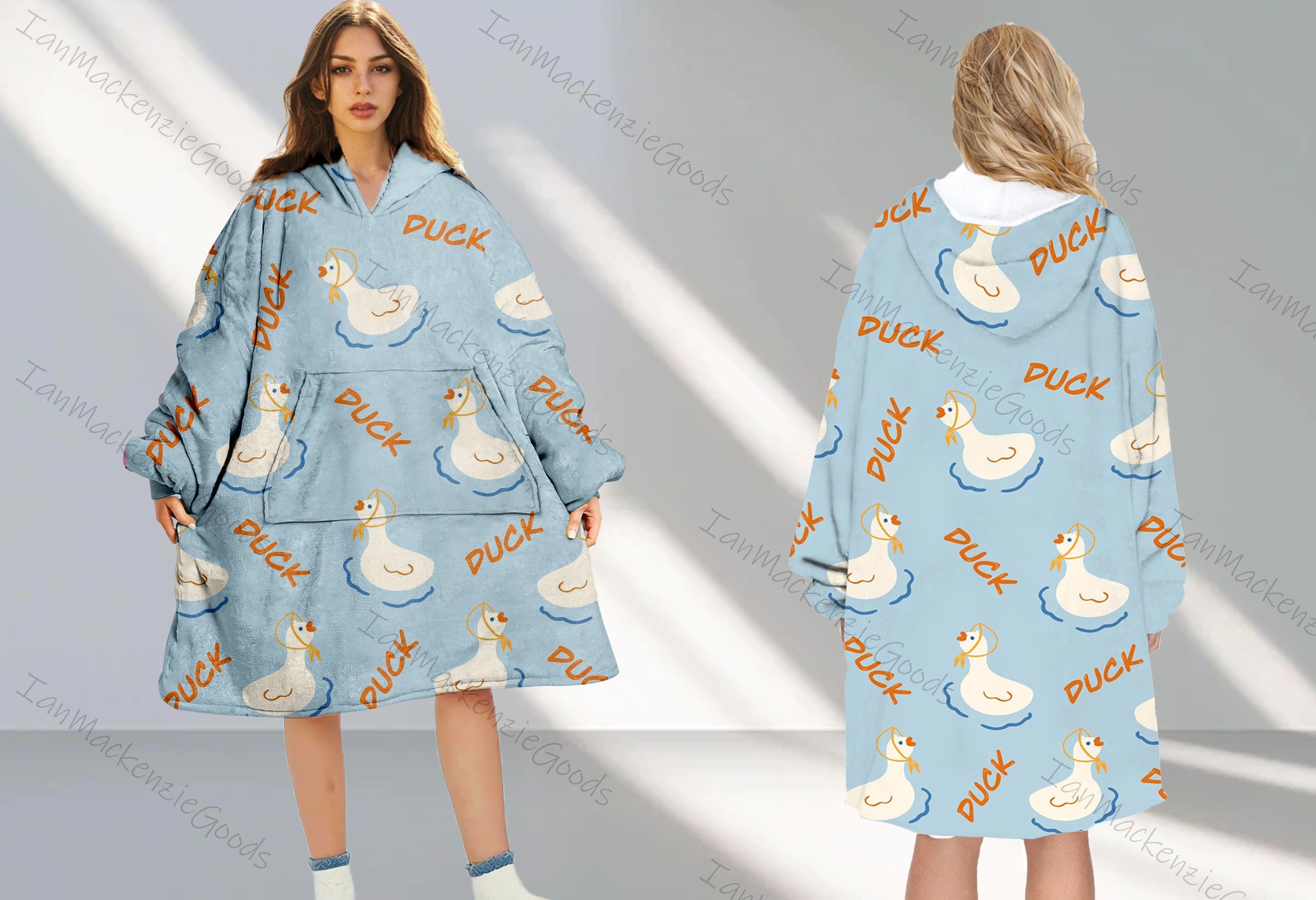Discover Cute Duck Hoodie Blanket, Cute Duck Cartoon Winter Hoodie Blanket
