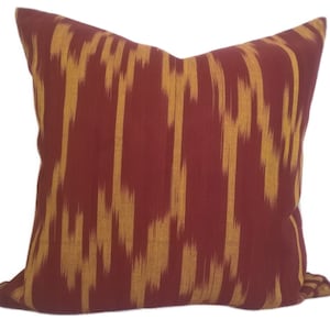 Red and yellow Ikat pillow cover