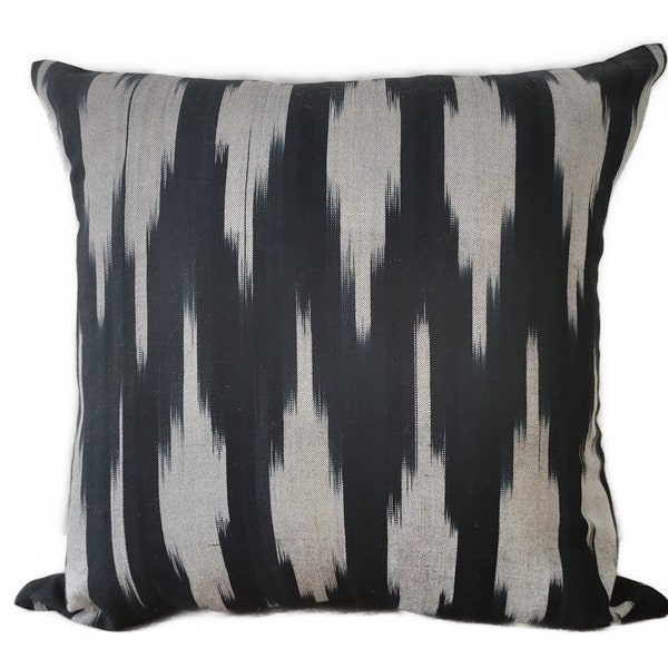 Black Ikat Pillow Cover