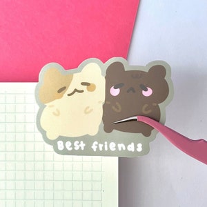 Adesivo fustellato a forma di criceto Best Friends // adesivo kawaii impermeabile per bottiglie d'acqua per computer portatili, adesivo carino a forma di criceto