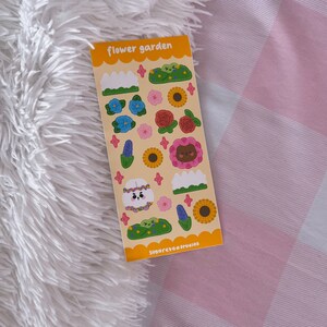 Foglio di adesivi con fiori da giardino carini // adesivi decorativi kawaii per il journaling, adesivi floreali, adesivi estetici