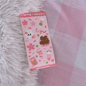 Foglio di adesivi Sakura carini // adesivo decorativo kawaii per il journaling, adesivo di carta con fiori di ciliegio, adesivo estetico