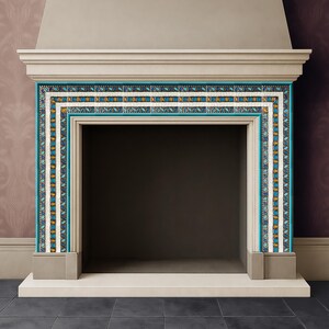 Luciano Ceramic Tileworks, FIREPLACES, Fireplaces, &quot;CAROLINGIO&quot; (cm 15x15) (6&quot;x6&quot;) in Relief Ceramic, Handmade in Italy.