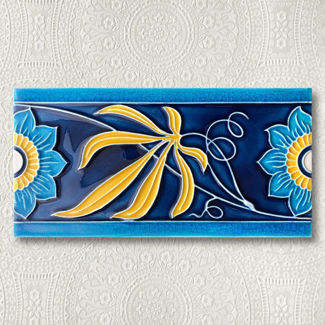 Art Nouveau Luciano Ceramic Tileworks fleur De La Etsy