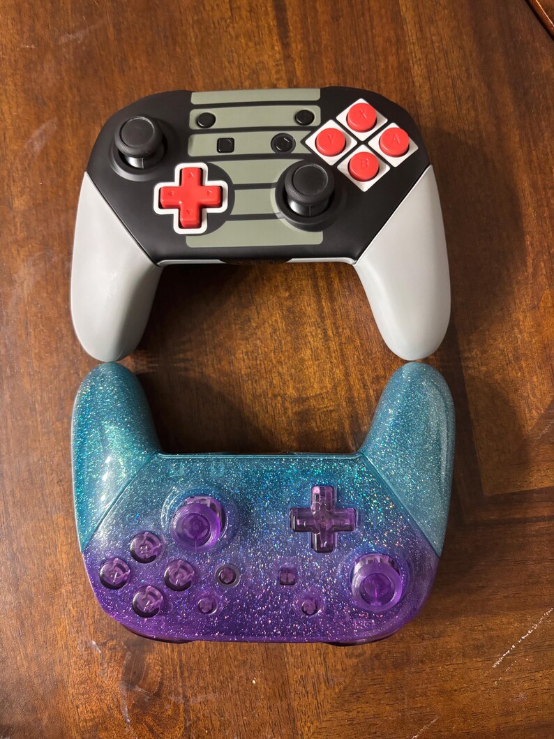 Custom Switch Pro Controller with Octagonal Gates | Chrome, Glitter, Clear Custom Modded Controllers image 11
