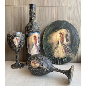 Absolutely Unique Customizable Wine Set Great Personal Gift With Pictures And WIshes Of Your Choice