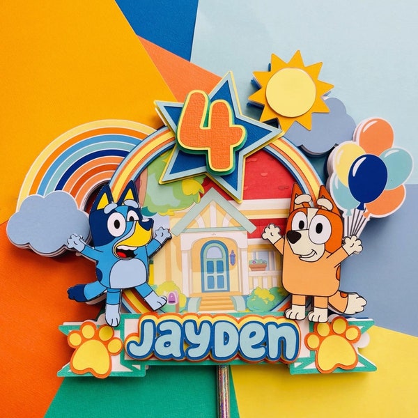 Bluey Cake Topper, Bluey Party, cake decoration, bluey cake