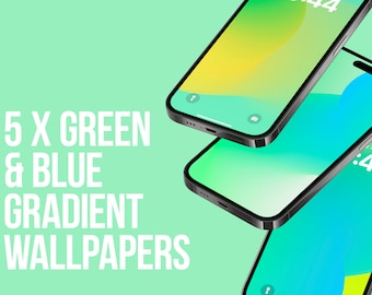 Green & Blue Abstract Gradient iPhone Wallpaper, 5 Designs (Digital Download)