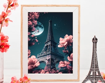 Paris Frankreich Eiffelturm Reise Blumen Poster