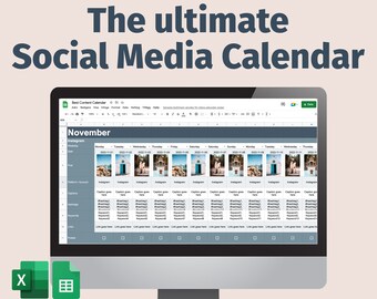 2023 Social Media Content Calendar Planner! Blogger, Digital Planner -Excel and Google Sheets - Instagram, Tiktok, Snapchat, Pinterest