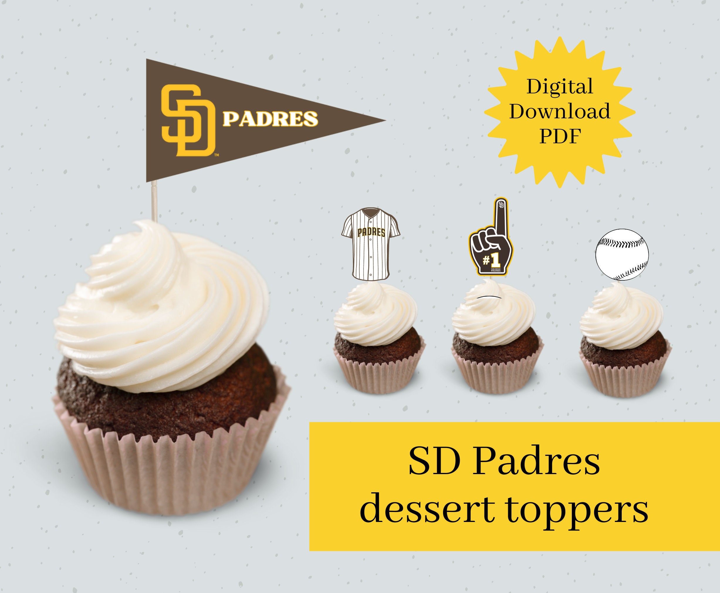 San Diego Padres Edible Cupcake Toppers (12 Images) Cake Image Icing S -  PartyCreationz