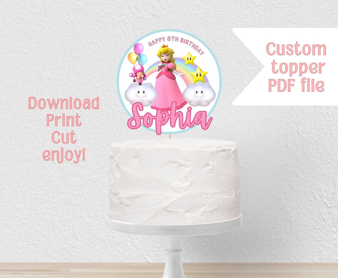 Custom Princess Peach Cake Topper PDF Download DIY Cake - Etsy
