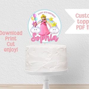 Custom Princess Peach cake topper, PDF download, DIY cake topper, Princess Peach birthday