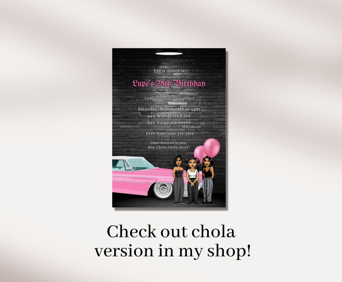 Editable Cholo Theme Birthday Invitation Canva Template Guys Etsy