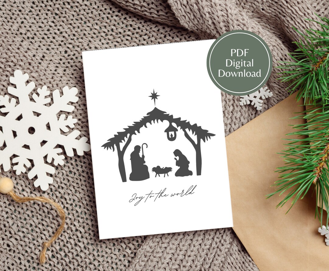 Christian Christmas Card Printable, Religious Printable Card, PDF File ...