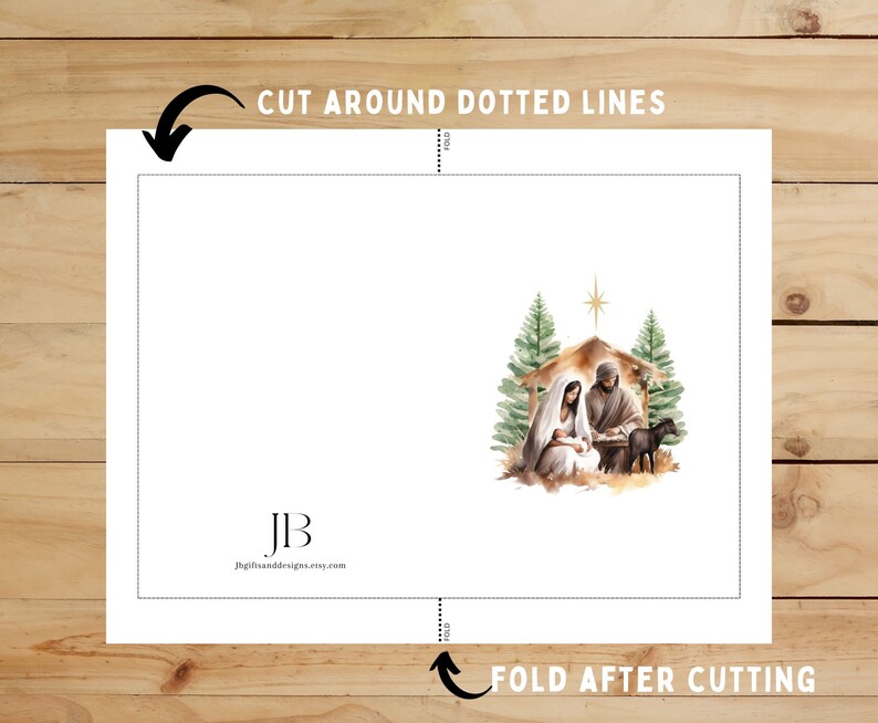 Christian Christmas Card Printable, Religious Printable Card, PDF File