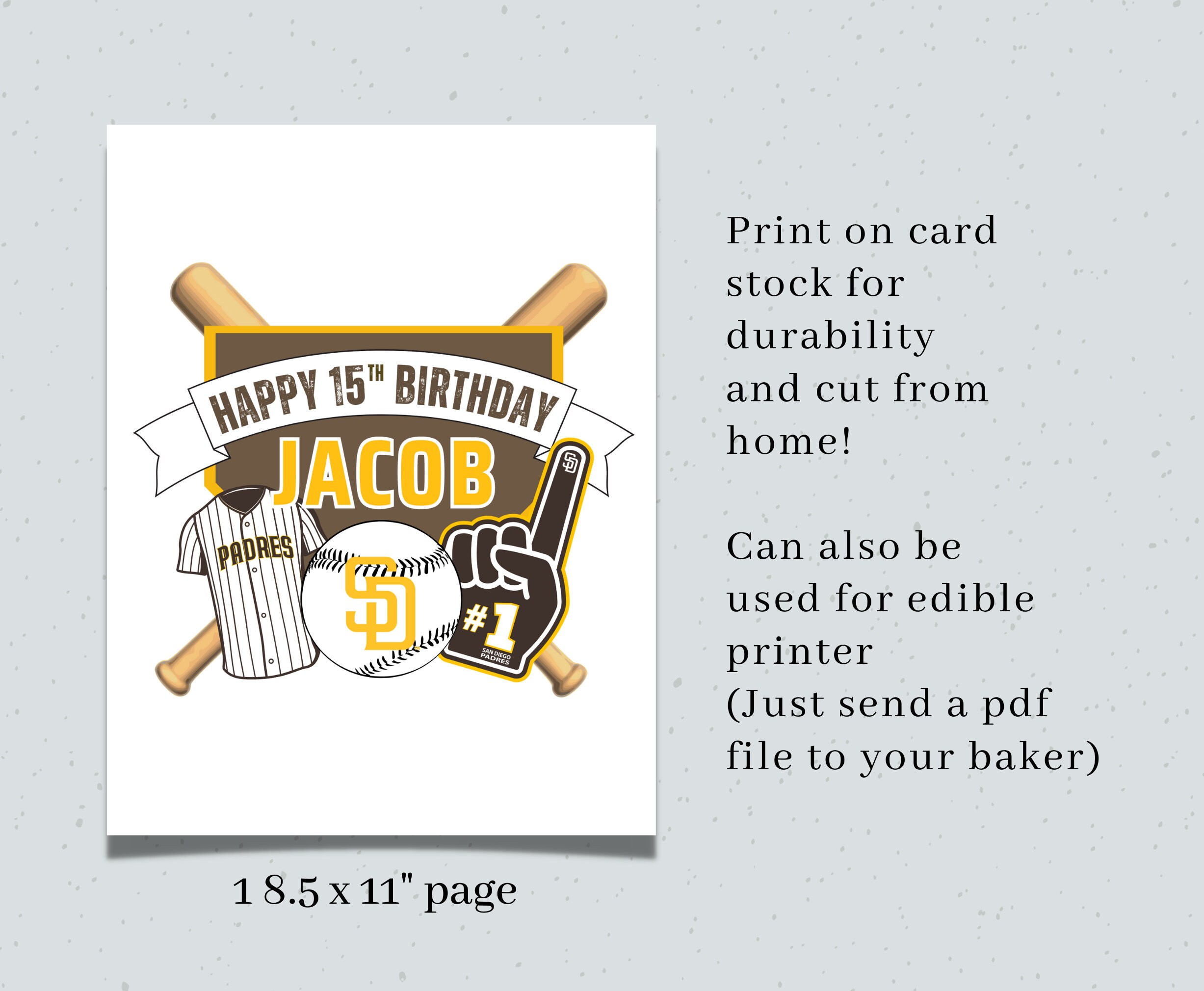 Custom San Diego Padres Cake Topper Digital Download DIY Etsy