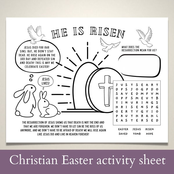 Printable Biblical Easter Worksheet - Etsy
