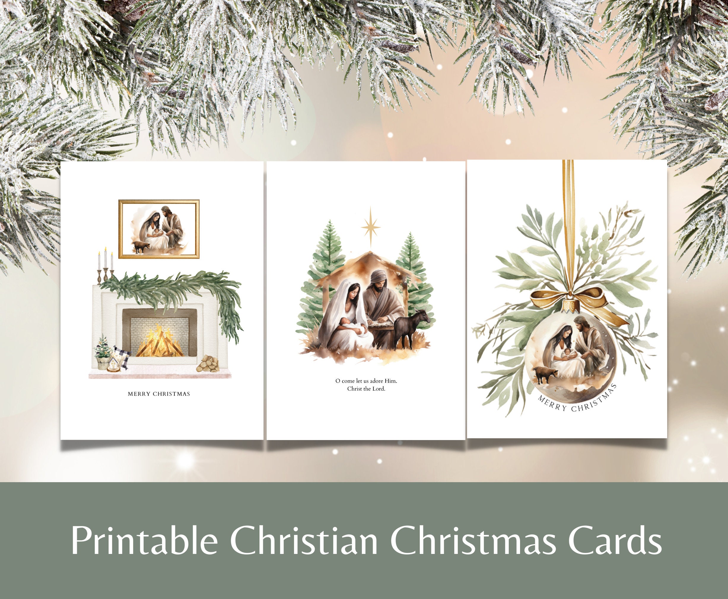 Christian Christmas Card Printable, Religious Printable Cards, PDF File ...