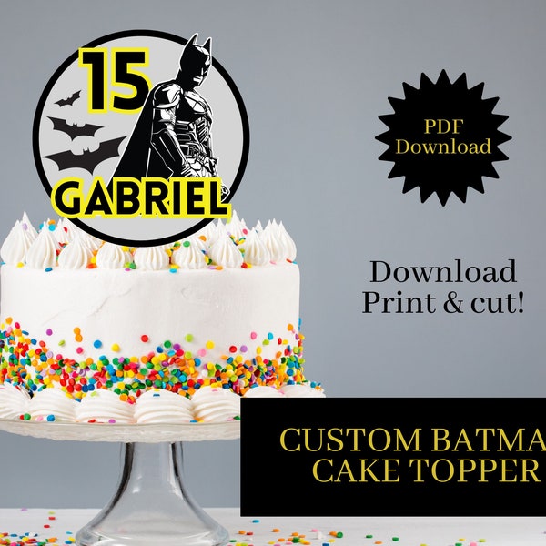 Custom bat cake topper, PDF download, DIY cake topper, boys birthday topper, printable cake topper, digital download