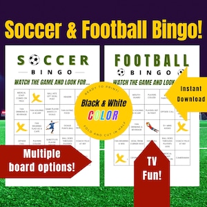 Soccer & Football Bingo - Instant Download!
